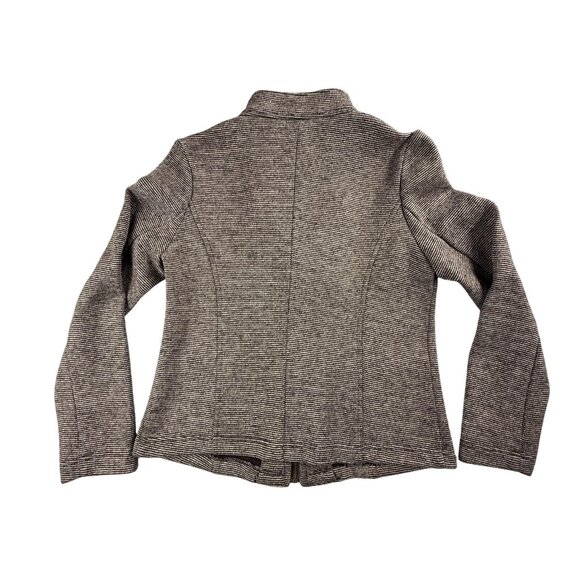 Ambition Jacket Womens Medium Brown Wool Blend Full Zip Ruffle Trim Pockets Chic - Picture 2 of 15